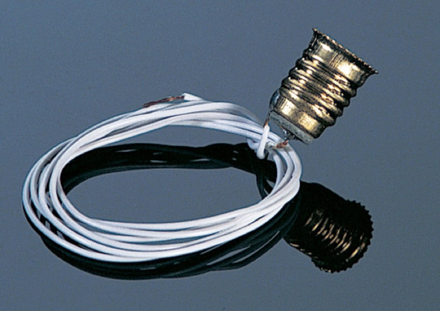 Cir-Kit Concepts Dollhouse Miniature Screw Base Socket with White Wire #CK1010-08A