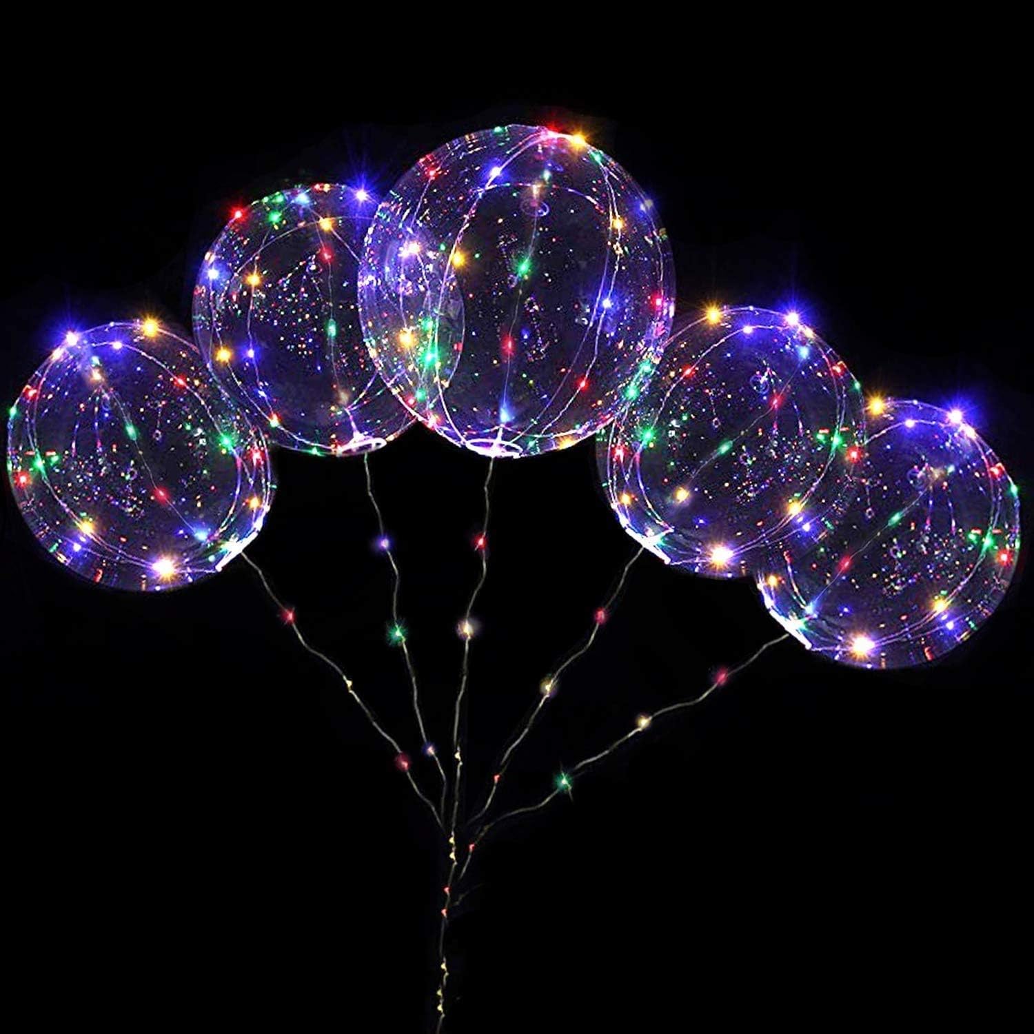 18 Inch 5 PCS Led light up Balloons Warm White/Blue/Pink Lights, Reusable Led bobo Balloons with Helium, clear balloons with lights Led balloon lights, led balloons light up balloons for party