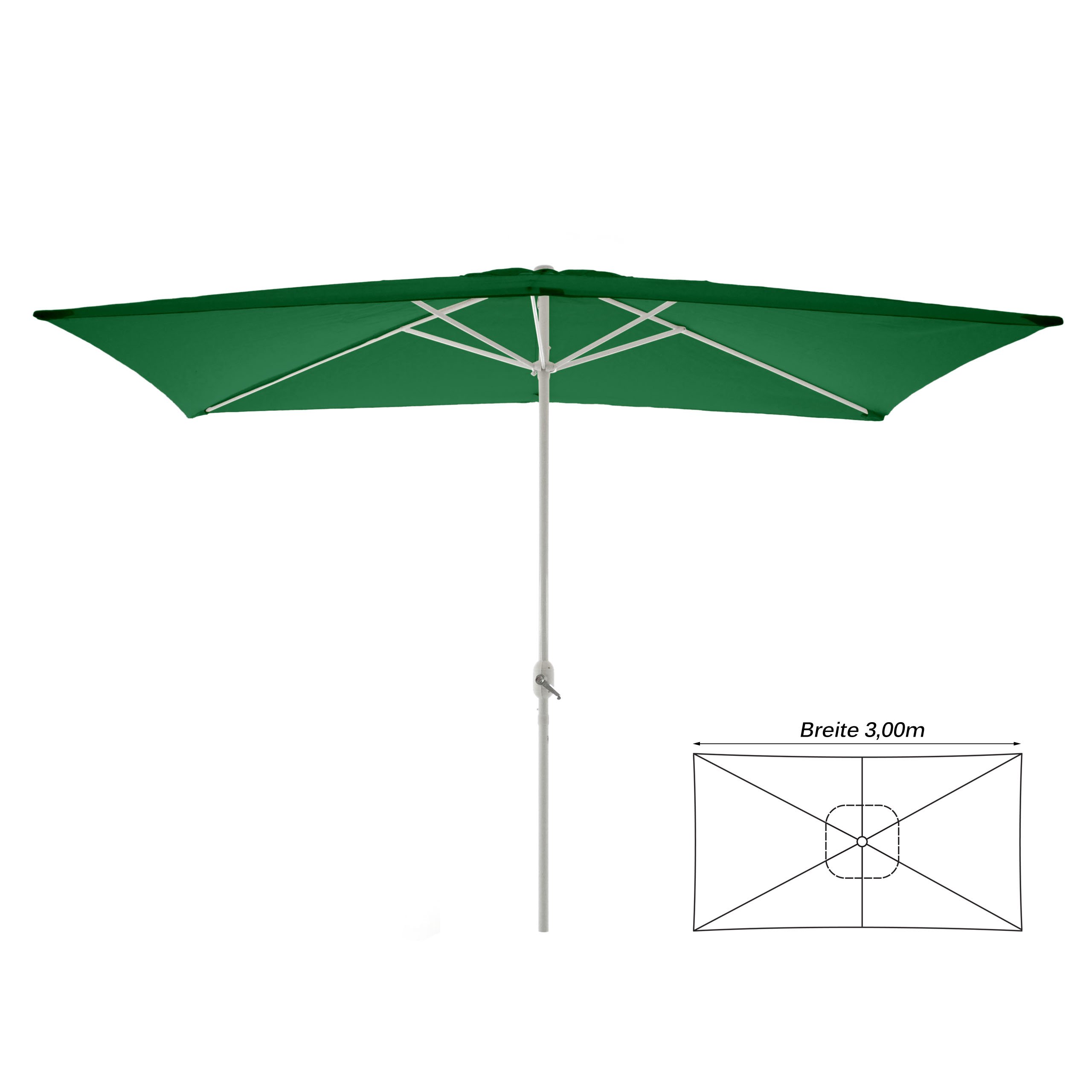 Nexos Sonnenschirm Marktschirm Rechteckschirm 2x3m anthrazit eckig Kurbel Sonnenschutz Garten Camping Terrasse Gestänge aus Stahl