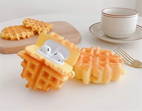 Miniatura 3 de SGVAHY Funda para Airpods 1 y 2, linda funda para Airpods, funda de silicona suave de dibujos animados, diseño creativo de waffle, Airpods de 2