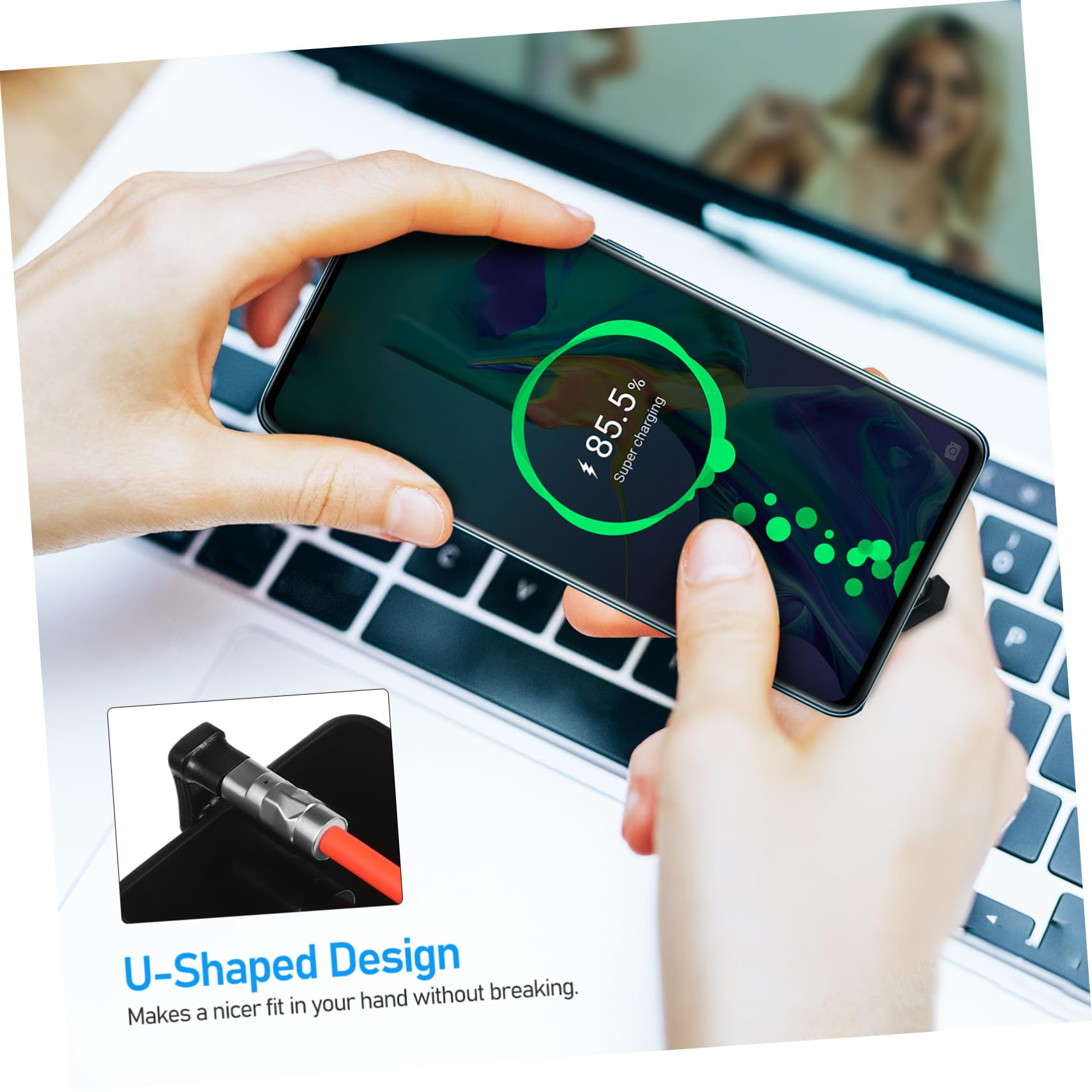 VILLCASE 2sets 2pcs U Shape Type C Adapter USB C Right Angle Connector for Laptop and Tablet Portable and Versatile Design Compatible with Various Devices Durable Construction 2pcs*2