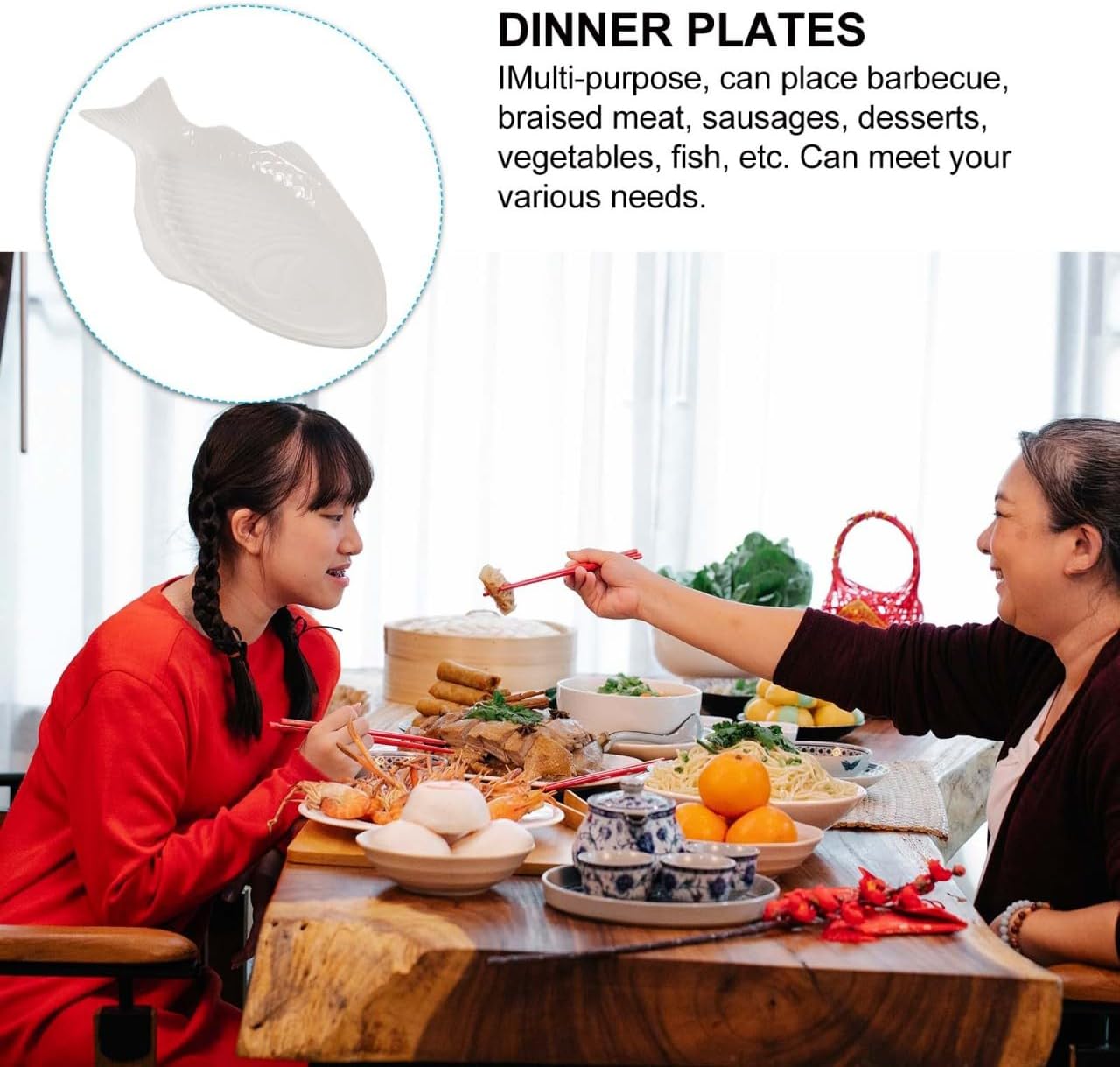 DOITOOL Creative Fish Plate Ceramic Serving Platter 11 Inch Fish Shaped Dish Snack Storage Tray for Home Dinner Party Restaurant