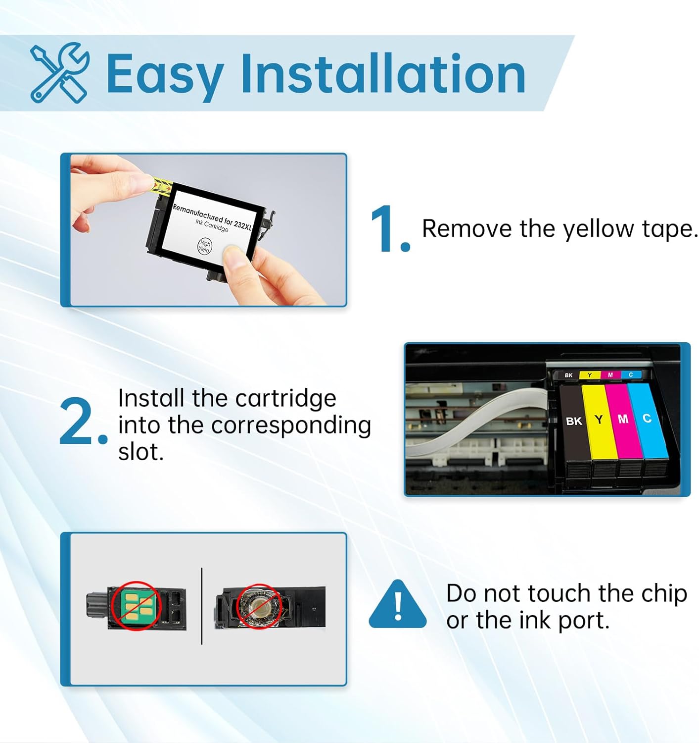 Remanufactured Replacement for Epson 232 232XL 232 XL Ink Cartridges Combo Pack Works for Workforce WF-2930 WF-2950 Expression XP-4200 XP-4205 Printer (4 Pack, Black Cyan Magenta Yellow)