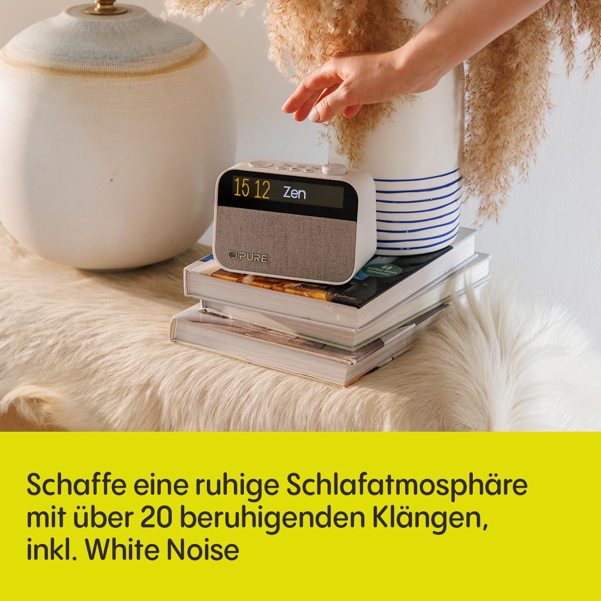 Pure Moment Radiowecker DAB+ FM Digital Radio Bluetooth White Noise Wake Up Light Lichtwecker dimmbares Display Weiß