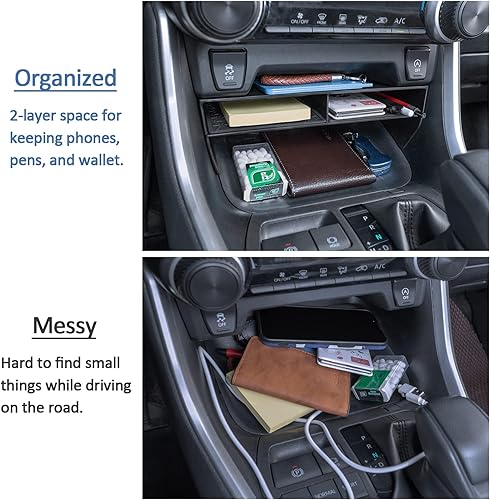 Miniatura 4 de TOPINSTALL Divisor de apertura más amplio compatible con Toyota Rav4 y RAV 4 Prime 2019-2025, organizador de ranura divisora más grande para
