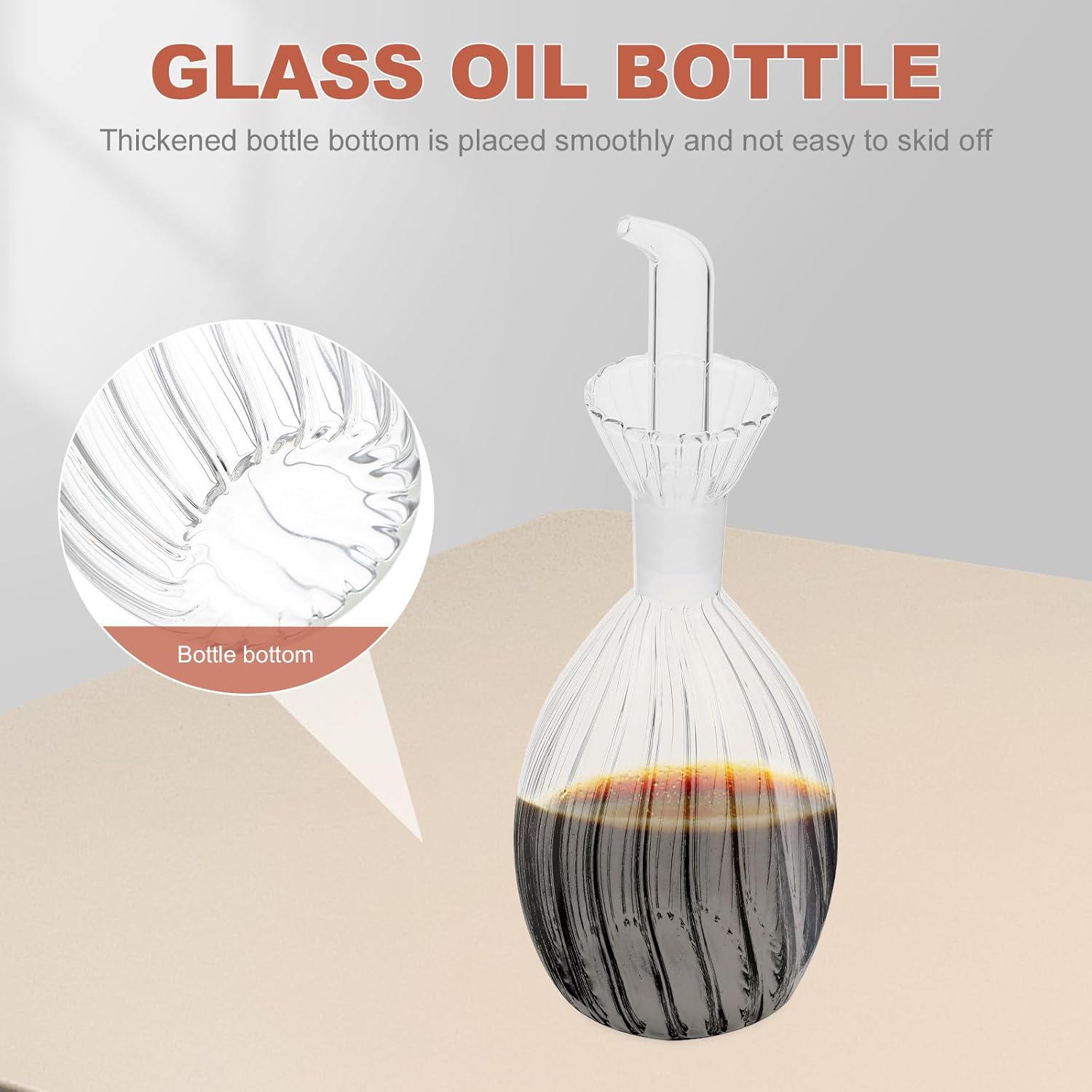 Leak-proof Glass Oil Bottle 250ml Condiment Container and Soy Sauce Kettle for Kitchen Cooking and Salad Dressing