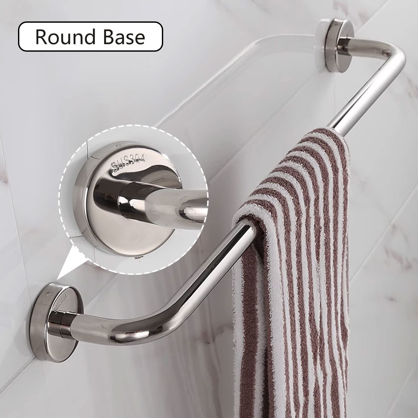Barra Redonda para Toallas de Pared, rieles de 40 cm a 80 cm, Soporte Multifuncional de Acero Inoxidable 304 para baño o Cocina (tamaño: 50 cm)