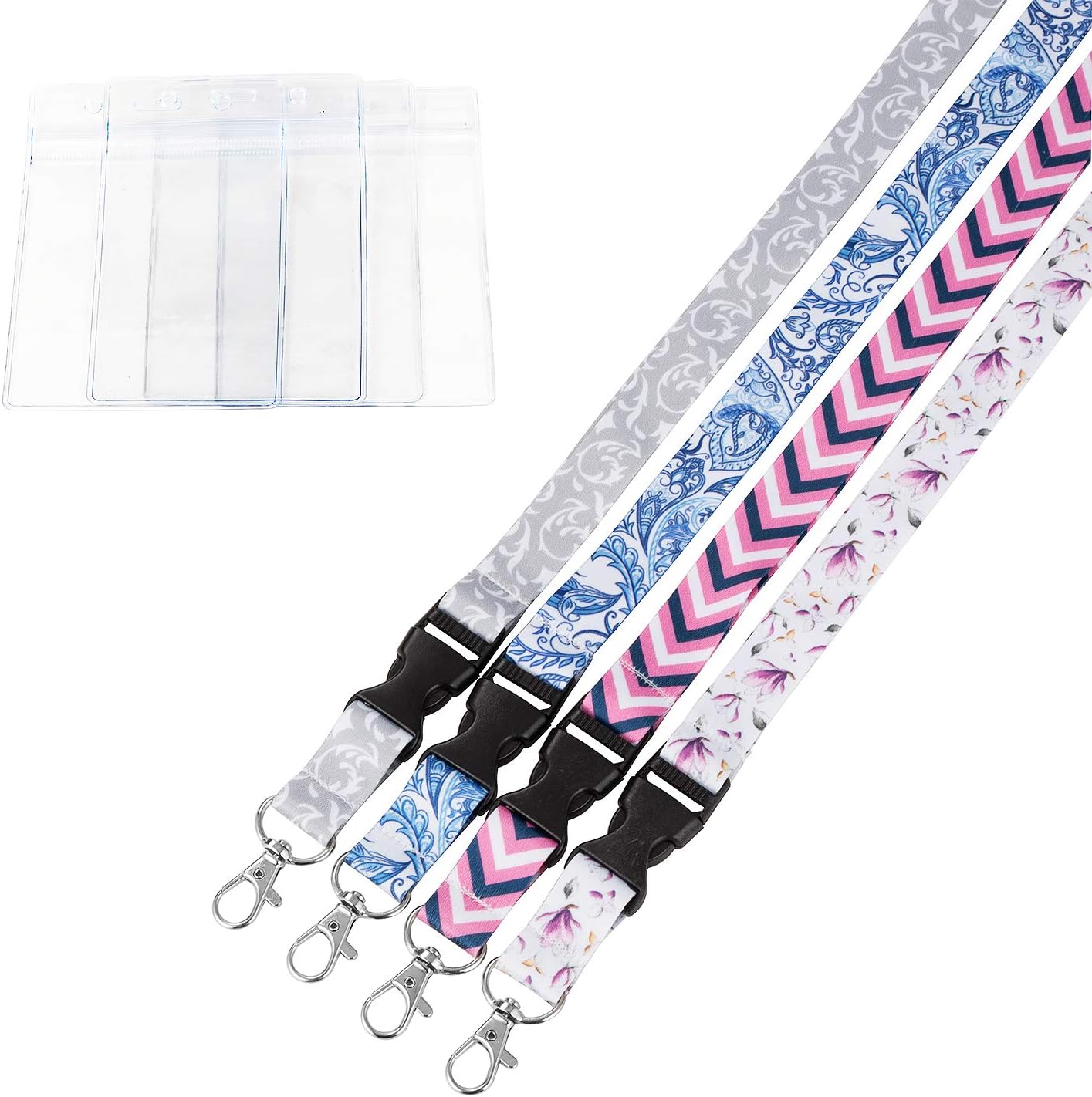 ECOHIP 4 Pack Lanyards for Women Cute Lanyard with ID Holder Fashion Name Badge Clips