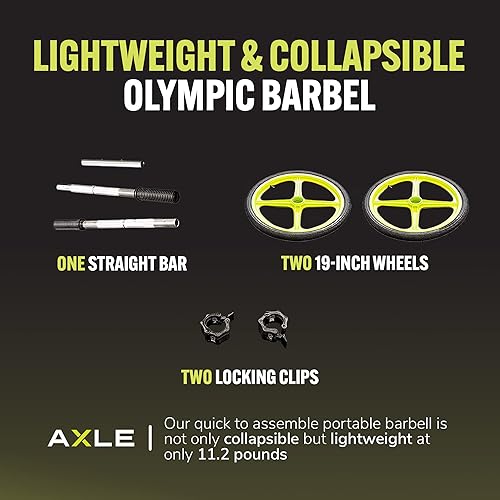 Miniatura 8 de AXLE Juego de pesas de barra, barras y pesas de entrenamiento de fuerza compatibles con banda de fuerza, barra de peso versátil y plegable para peso