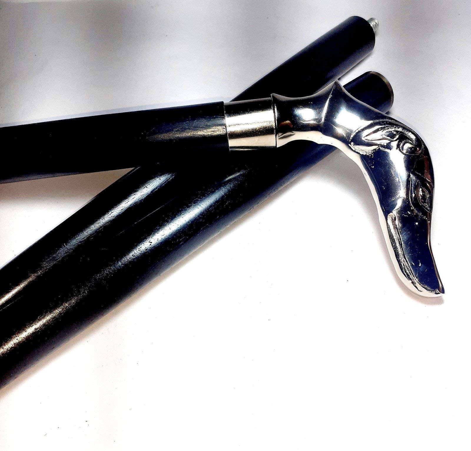Canne de marche pliable laiton noir argenté : bâton de marche chic New Look