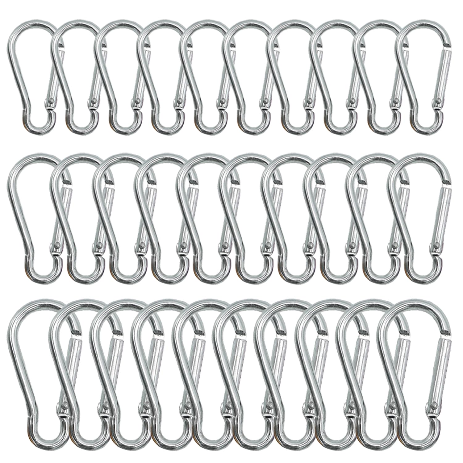30 Mousquetons Aluminium - 41/46/59mm - Pour Camping, Randonnée, Porte-clés