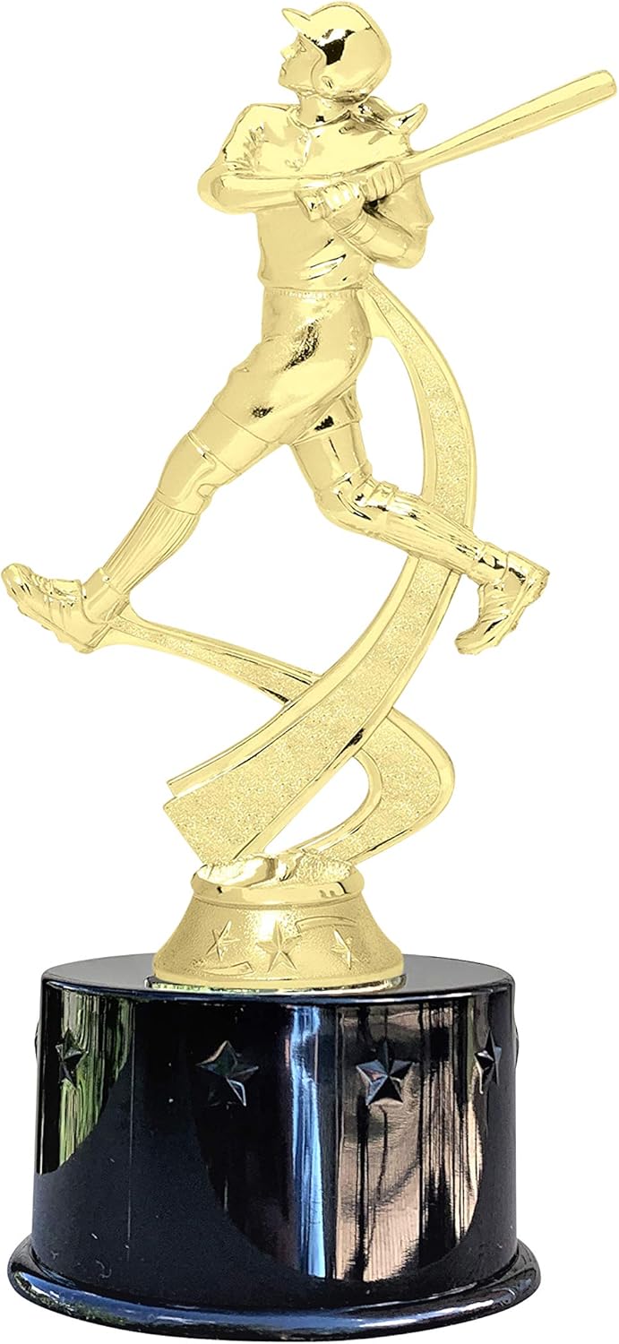 Express Medals Softball Award Trophy Party Favor Gift Prize Including 4 Gold Color Decals to Custom Personalize The Black Round Base