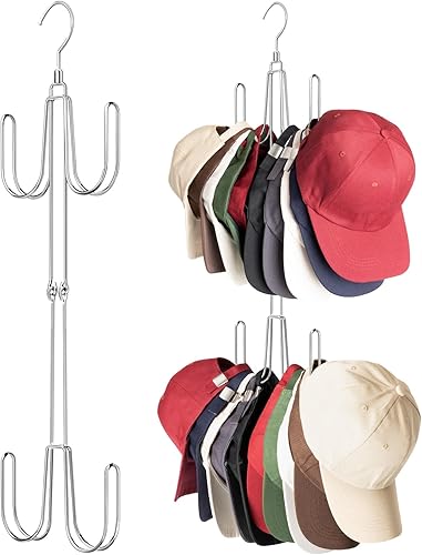 Miniatura 8 de Perchas de sombrero para armario, organizador de sombreros de acero inoxidable, estantes para gorras de béisbol, organizador de gorras para gorras