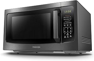 TOSHIBA ML-EM45P(BS) Countertop Microwave Oven with Smart Sensor and Position Memory Turntable, Memory Function, 1.6 Cu.ft with 13.6 inch Removable Turntable, Black Stainless Steel, 1200W