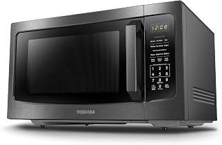 Toshiba ML-EM45P(BS) 1.6 Cu Ft Countertop Microwave with Smart Sensor, 1200W Power, Position Memory Turntable - Black Stainless Steel