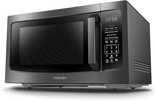 TOSHIBA ML-EM45P(BS) Countertop Microwave Oven with Smart Sensor and Position Memory Turntable, Function, 1.6 Cu.ft 13.6" Removable Black Stainless Steel, 1200W