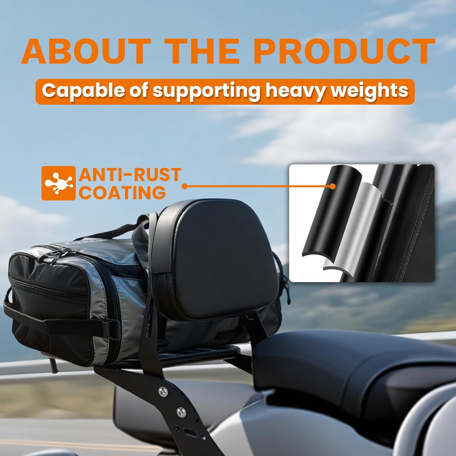 Motorcycle Sissy Bar with Luggage Rack for Rebel 500 Rebel 300 CMX300 CMX500 2017-2026, Detachable Rear Passenger Backrest Compatible with Honda