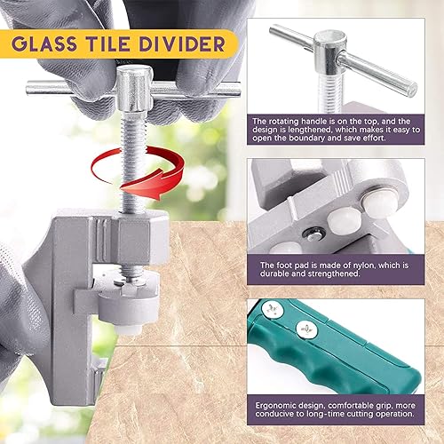 Miniatura 3 de Swpeet Kit de herramientas de corte de azulejos de vidrio 2 en 1, incluye alicates de rotura de vidrio y cortador de vidrio, kit de corte de espejo,