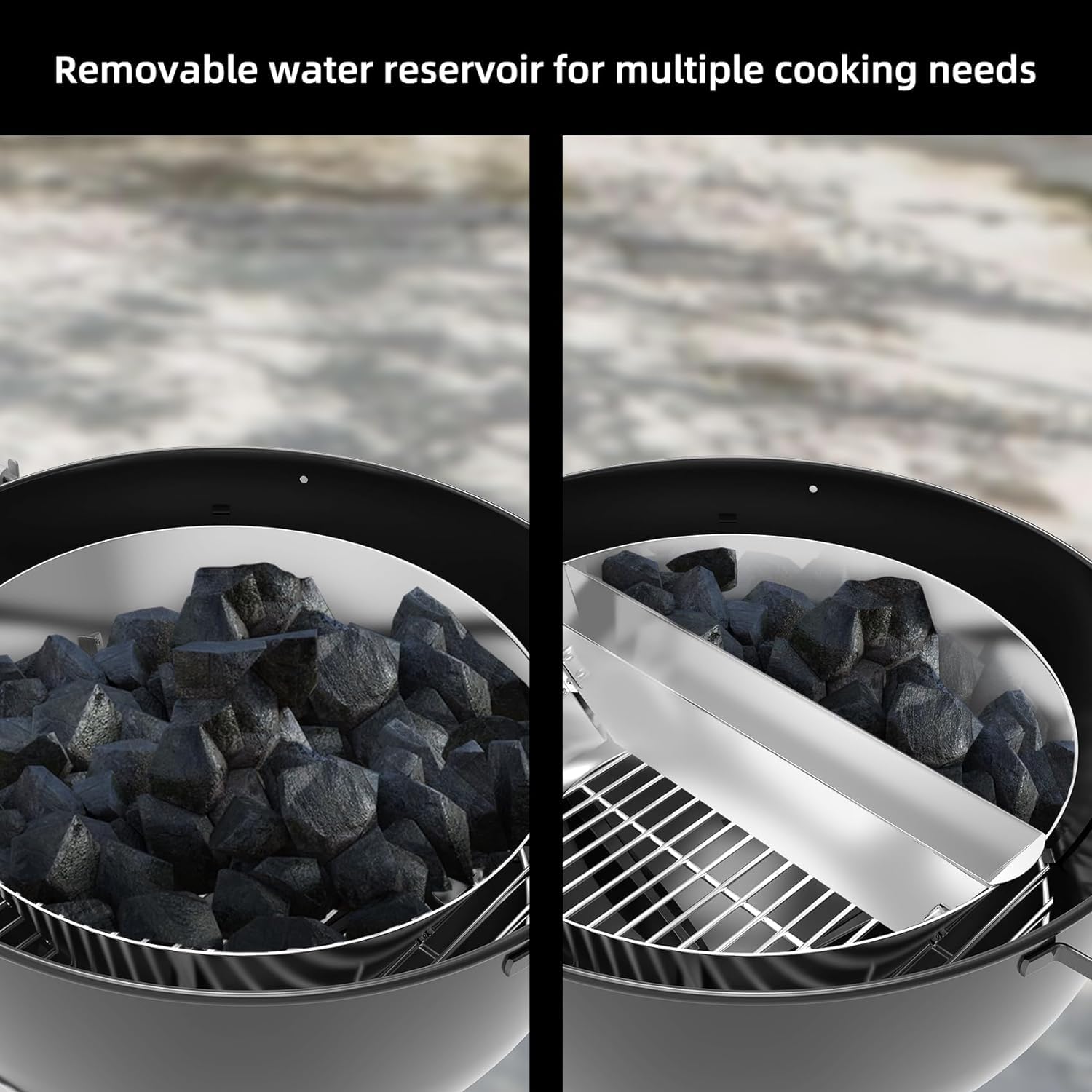 onlyfire Caja de Ahumar de Acero Inoxidable con Depósito de Agua, Caja de Ahumado para Weber 47/57/67CM Barbacoa de Carbón, Caja para Ahumar