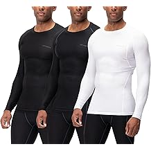 DEVOPS 3 Pack Men's UPF 50+ Long Sleeve Compression Baselayer Shirts Quick Dry, Cool Gear for Running Gym and Workouts