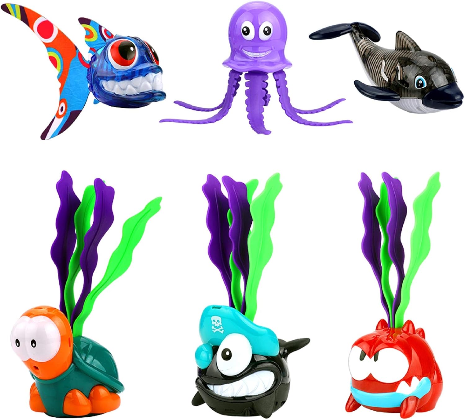 Light-up Diving Pool Toys Set, 6 Pack Summer Swimming Diving Toy Animals, Shining Underwater Swimming Dive Pool Toy Set for Kids Boys Girls Child, Ideal Pool Party Game Toys Gift for 3 4 5 6 Years Old