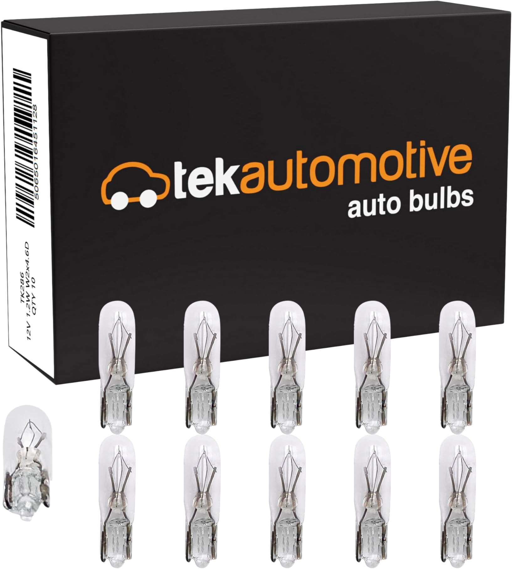 Tek Automotive 286 T5 Dashboard Bulbs 12V 1.2W W2x4.6D – Instrument Panel & Speedometer Light, Capless Car Bulbs, 10 Pack