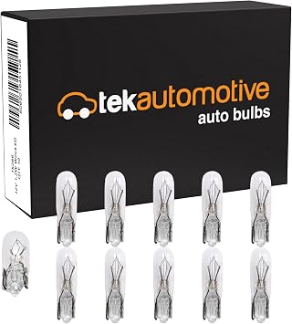 Tek Automotive 286 Bulb 12V 1.2W T5 Bulb Dashboard Bulbs - 10 Pack | Instrument Panel & Speedometer Light, Capless Car Bulbs, W2x4.6D