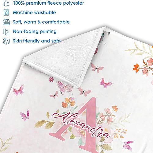 Miniatura 5 de Zocoshi Mantas de bebé florales personalizadas, manta de bebé personalizada para niña, mantas de bebé con nombre para niñas, el mejor regalo para