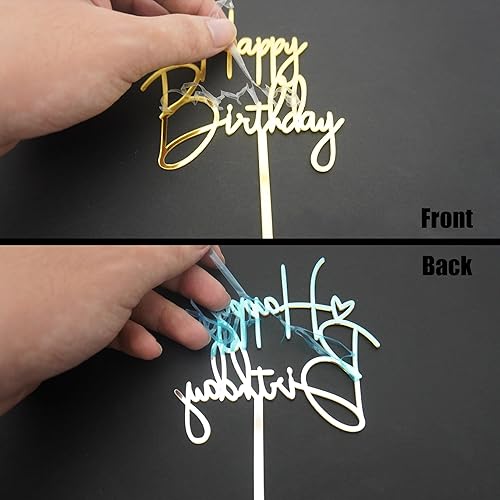 Miniatura 3 de 22 piezas de acrílico dorado para decoración de tarta de cumpleaños, decoración lateral para tartas, pasteles, postres, decoración de pasteles