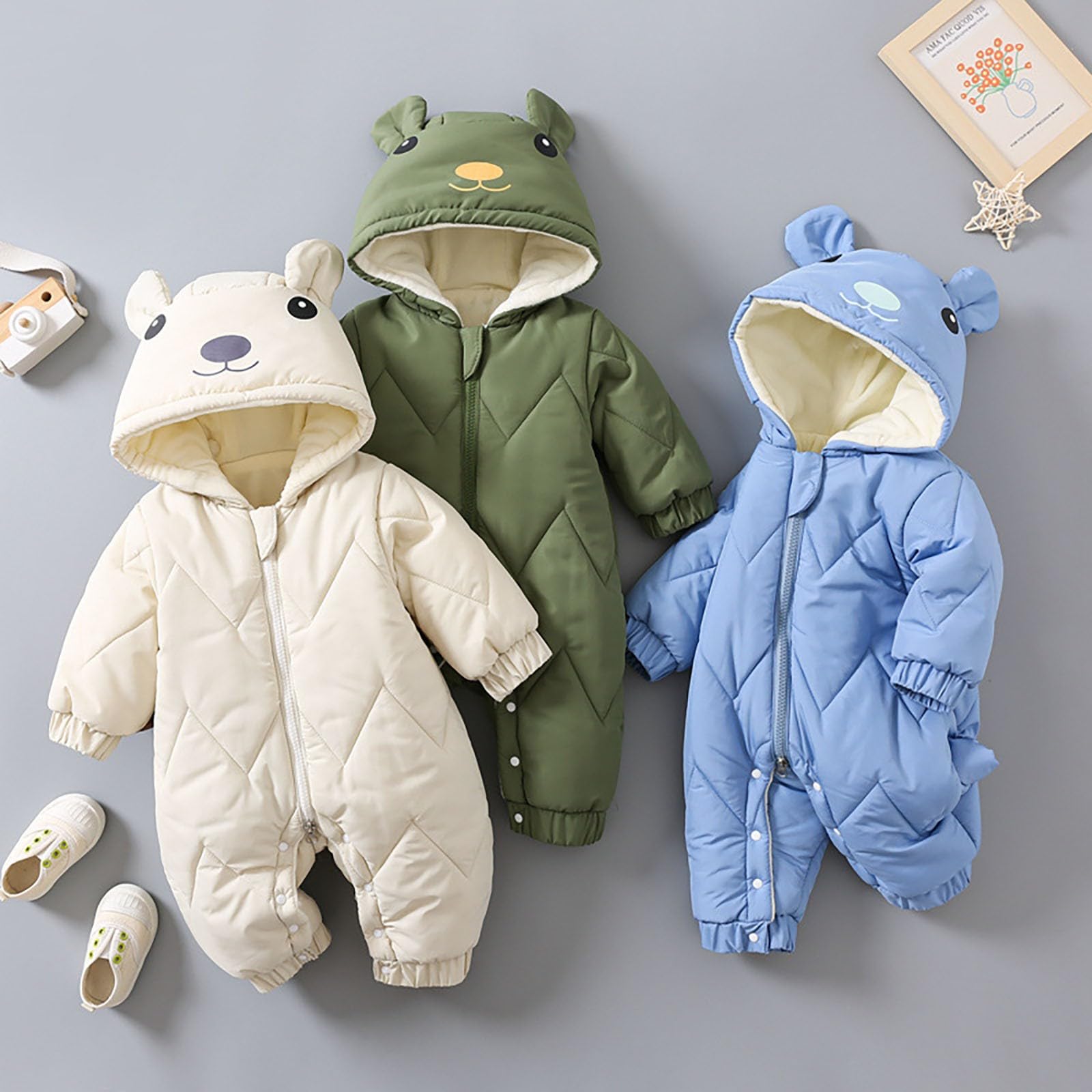 Generisch Bambino Orso Vestito Neonato Inverno Cappotto Caldo Cappuccio Tuta Per Ragazzi