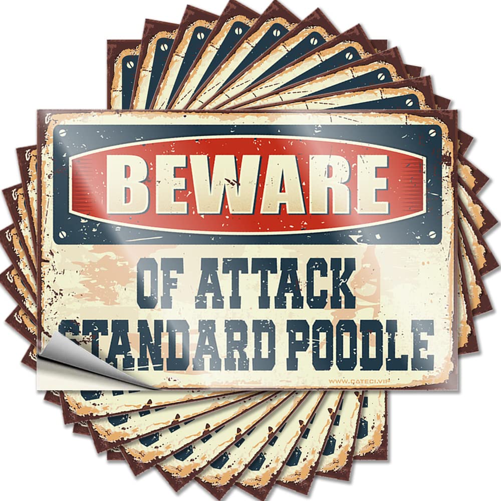 Rubber, Stickers Thankful Laptop Beware of Attack Standard Poodle | Reading Waterproof Vinyl Stickers(8X12CM)