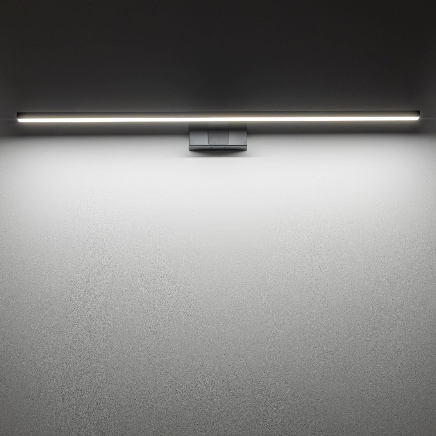 LED Spiegelleuchte Bad 80 cm lang groß IP44 Schwarz 4000 K 1100 lm neutralweißes Licht hell Metall Wandlampe innen Spiegel Badezimmer