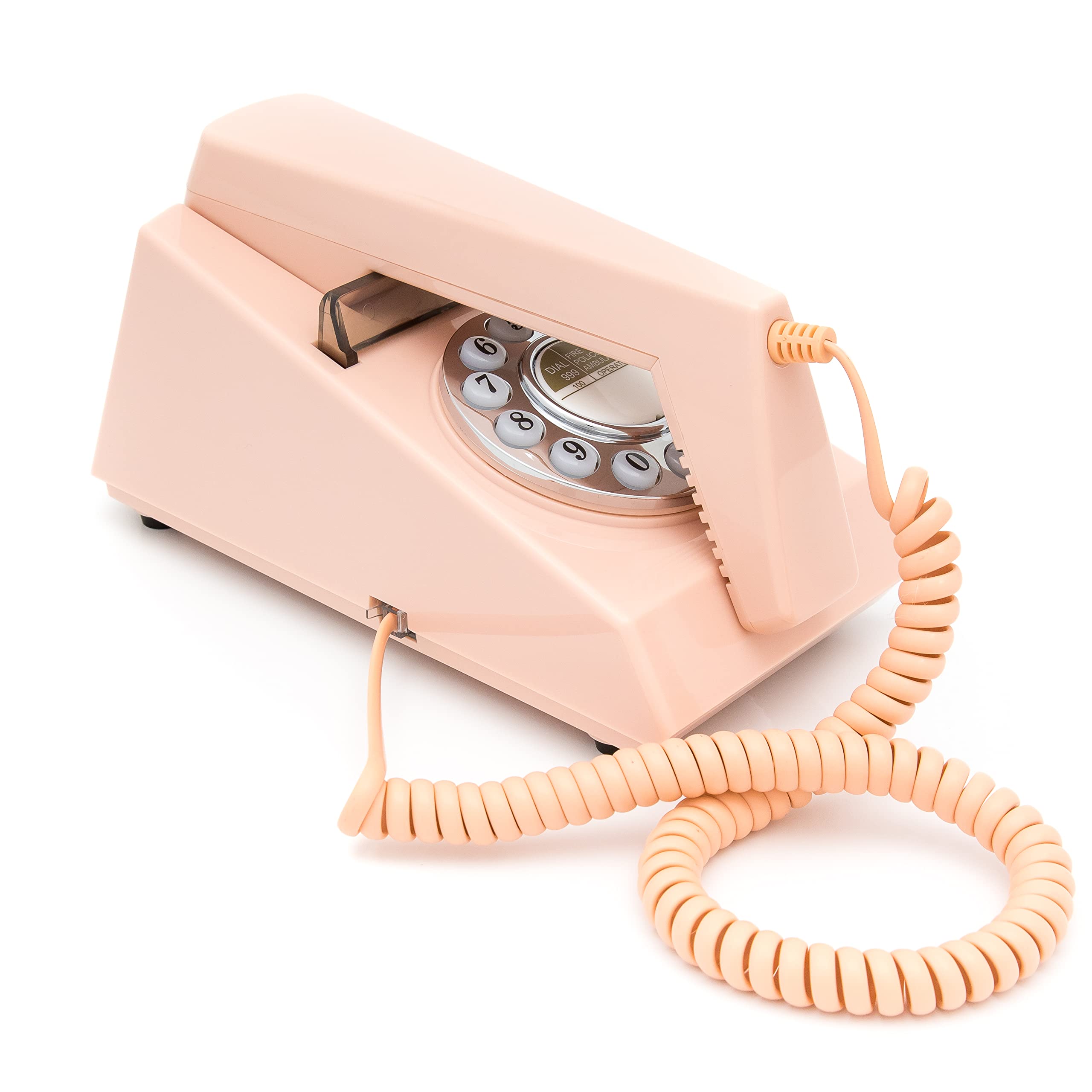 GPO Trim Telefono Fisso, con Filo, Quadrante con Tastierino e Suoneria a Campanello Autentica, per Casa e Hotel - Rosa
