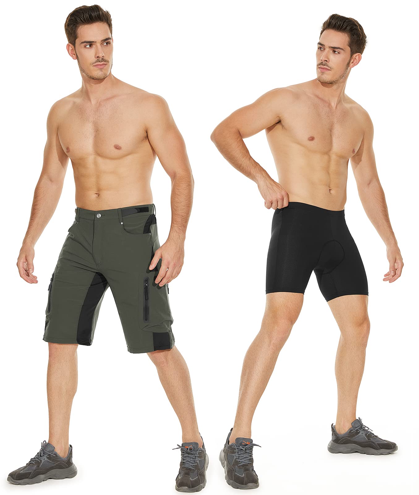 Cycorld Pantaloni da Ciclismo da Uomo, ad Asciugatura Rapida, per Mountain Bike, con Imbottitura 4D, Elastici per Sport all'Aria Aperta, da Ciclismo