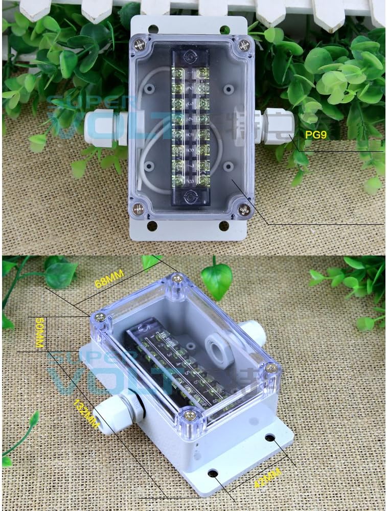 100 x 68 x 50mm Plastic Electric Enclosure Wall Mounting Project Junction Box With Connectors Kit Waterproof (1 in 1 out with clear cover)