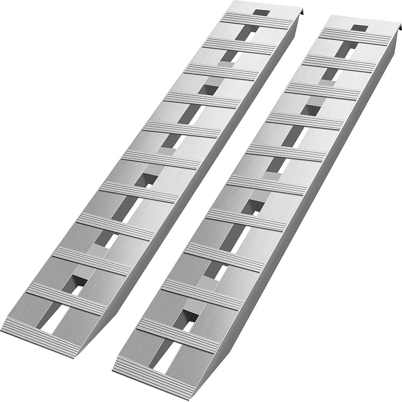 Rampas de aluminio VEVOR, 60" de largo x 12" de ancho, 2 piezas | Capacidad de 6000 libras, resistente, extremo de fijación del gancho superior, para motocicletas, tractores, ATV/UTV, camiones, cortadora de césped