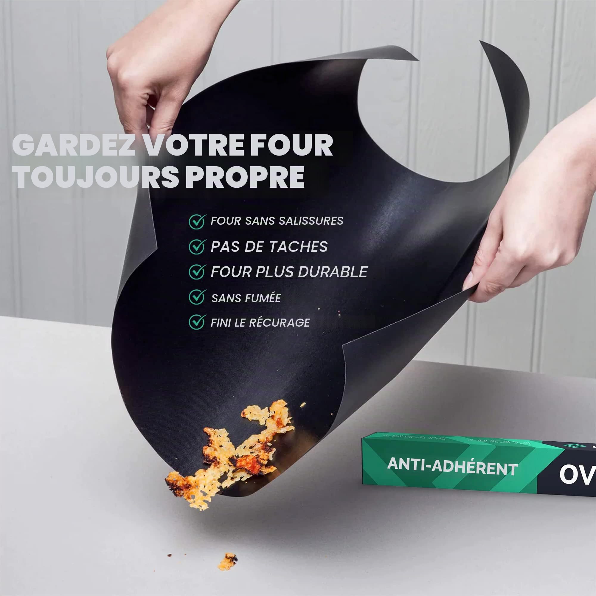 Lot de 2 grands revêtements de four robustes en téflon antiadhésifs pour gaz, électriques et ventilateurs