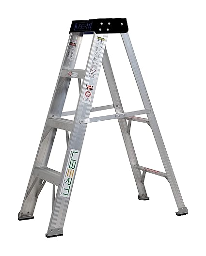 Liberti 3 Step Ladder For Outdoor Use 4' Feet Heavy Duty Professional Aluminium Stepladder (Silver & Black)