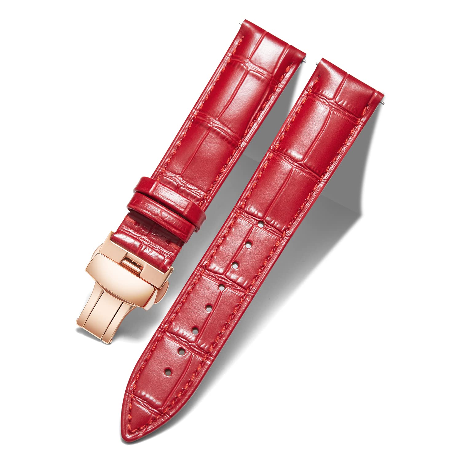 BINLUN Leather Watch Bands Replacement Alligator Pattern Watch Strap for Men Women with Silver/Gold/Rose Gold Butterfly Deployment Buckle 12mm 13mm 14mm 16mm 17mm 18mm 19mm 20mm 21mm 22mm 23mm 24mm — view 34