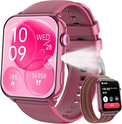 IOWODO Smartwatch Uomo Donna,Orologio Fitness con Chiamate,1.91″ Smart Watch Monitor del SpO2/ Sonno,24H Cardiofrequenzimetro,100 modalità Sportive,Fitness Tracker per Android iOS(Claret)