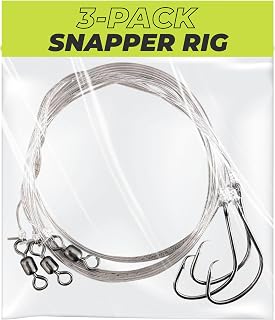 Rite Angler Snapper Rig Saltwater Fishing for Mangrove, Mutton, Queen, Yellowtail, Cubera, Snapper – Pre-Tied Hi-Lo Bottom Fishing Rig for Deep Drop, Surf and Offshore – 3 pack, 40-60lb Test (3/0-5/0)