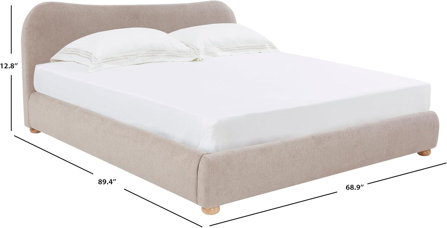 SAFAVIEH Couture Collection Beccarose Light Brown Boucle Queen Size Bed