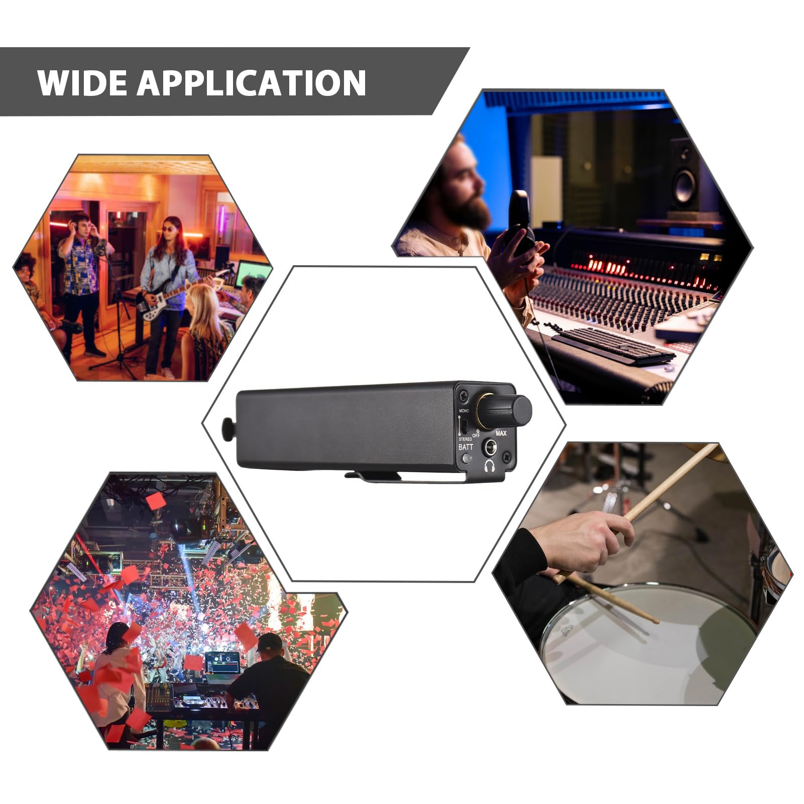 Btuty In-Ear Monitor Amplifier Portable Stereo Headphone Amp with XLR/6.35mm Input 3.5mm Output Jack Mono/Stereo Switch Volume Adjustment for Musicians Keyboardists Drummers Guitar Earphone Amplifier - Image 4