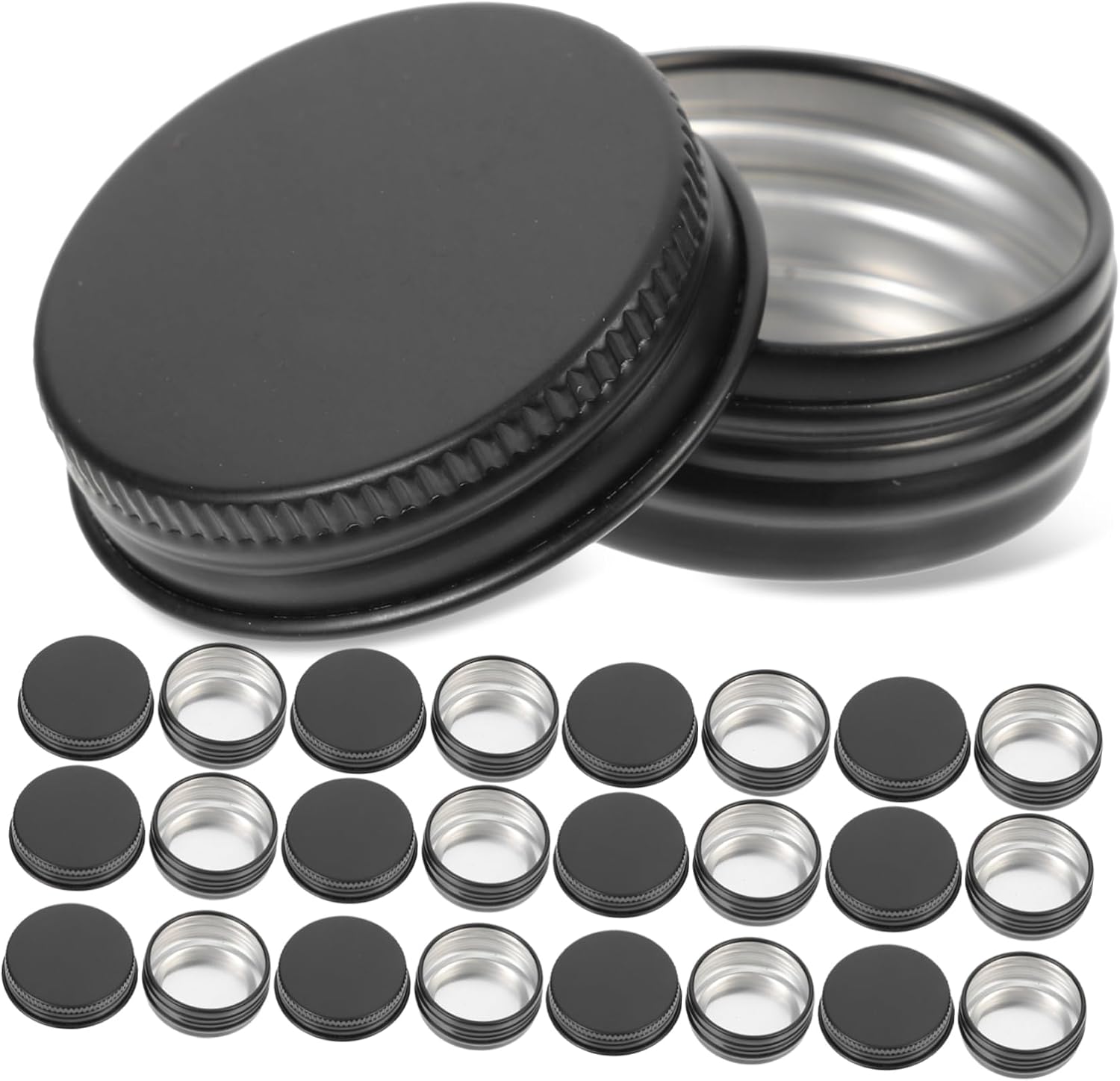 24pcs Small Aluminum Tin Containers Screw Lids Round Metal Jars for Crafts Candles and Home Storage Reusable Leak Design