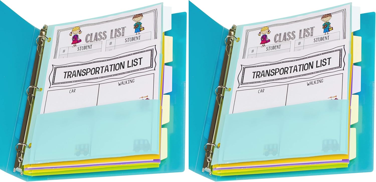 C-Line Bright Multi-Pocket 5-tab Index Dividers (Pack of 2)