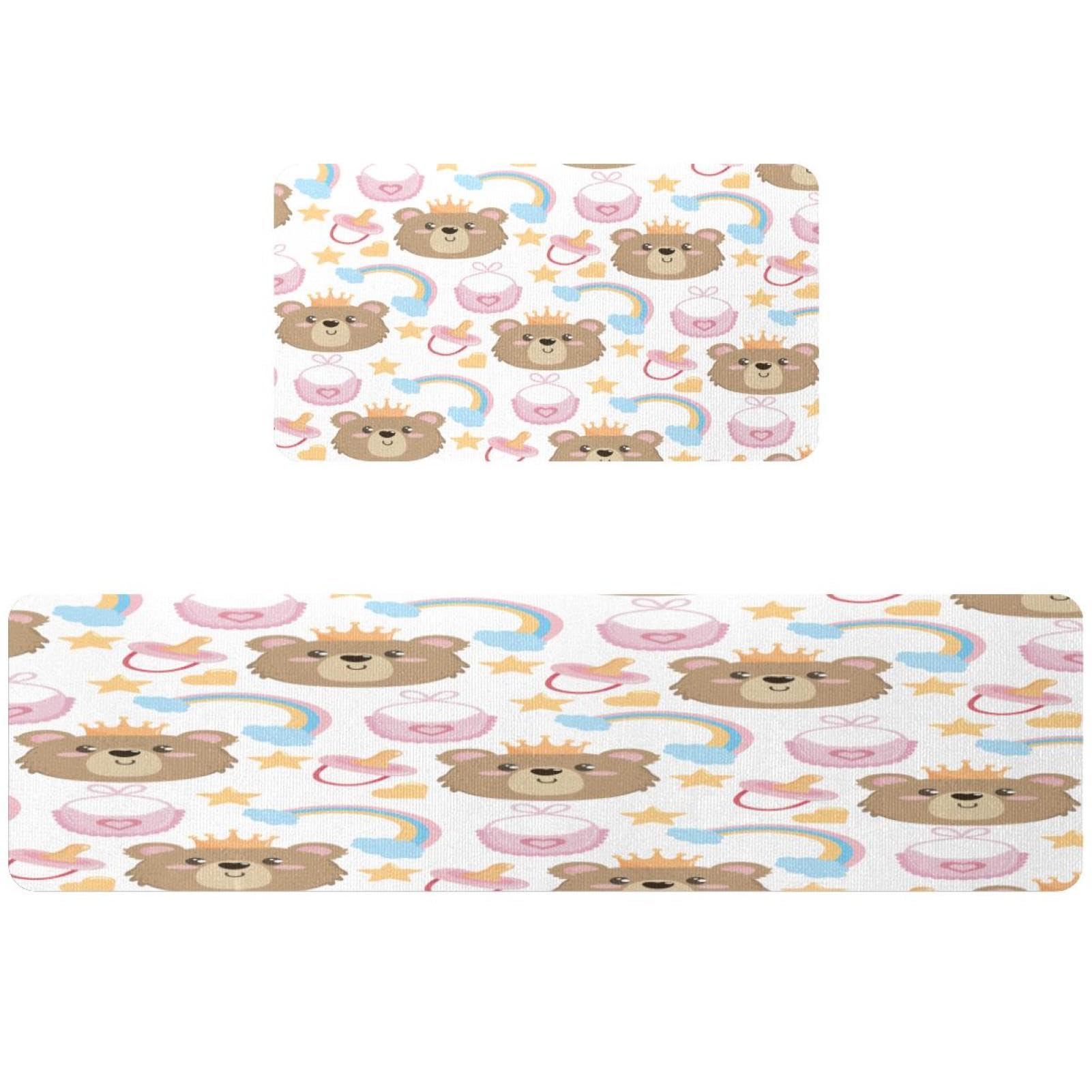 Tapis de cuisine couloir buanderie lot de 2 ours absorbant lavable
