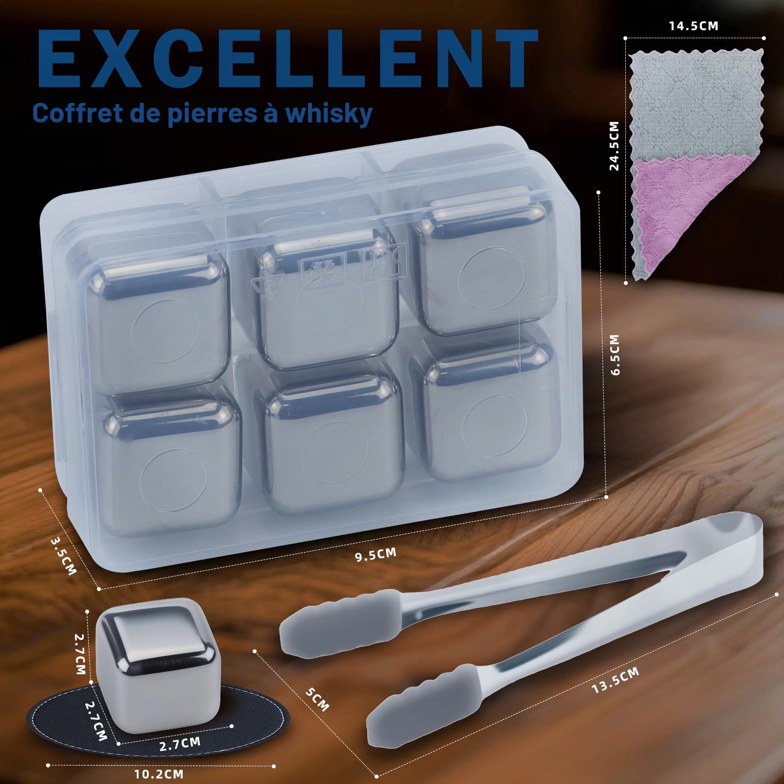 Glaçons Congelés en Acier Inoxydable,Lot de 24 Glaçons en Acier Inoxydable avec Clip,glaçons Réutilisables en acier inoxydable 304 de Qualité Alimentaire Metal Whiskey Stones pour whisky,vin
