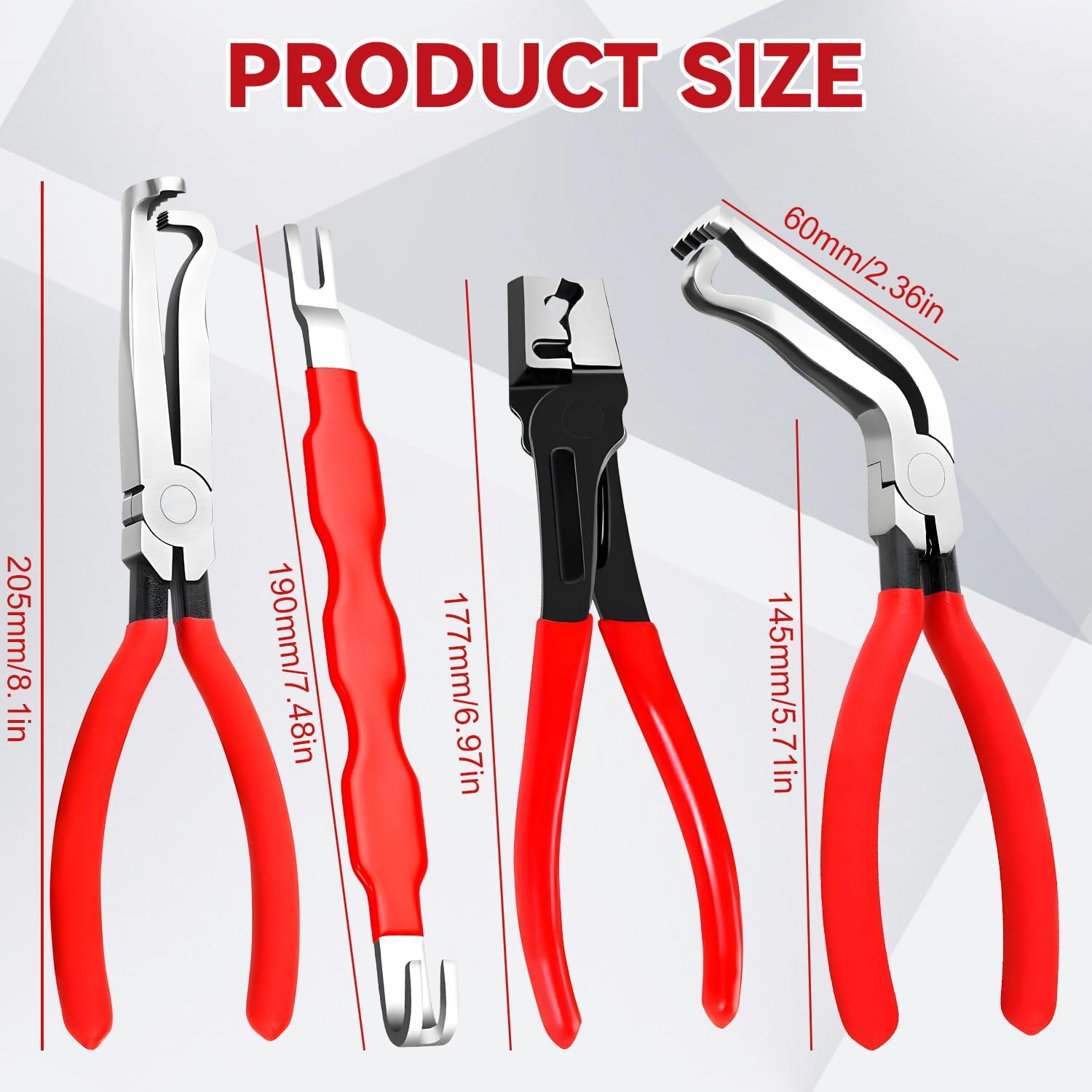 4 Pieces Automotive Electrical Disconnect Pliers Kit - High-Carbon Steel Connector Separator with Straight & 60° Pliers, Hose Clamp Plier for Cars Trucks Motorcycles