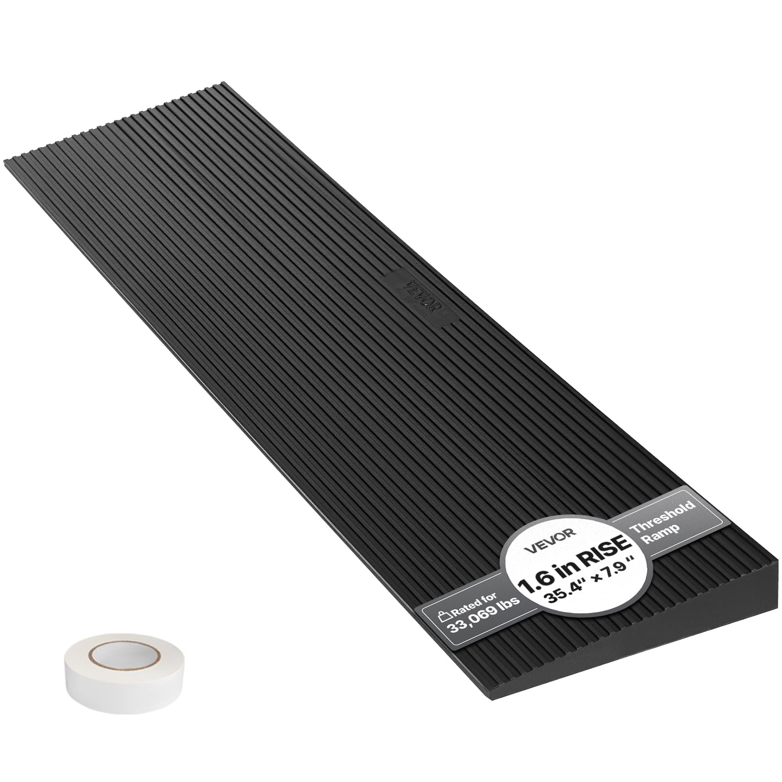 VEVOR Rampa progowa wysokość 4 cm rampa do cięcia gumy, obciążenie 15 t, rampa dostępu do wózków inwalidzkich, szerokość 90 cm, antypoślizgowa, dwustronna taśma samoprzylepna do drzwi łazienkowych