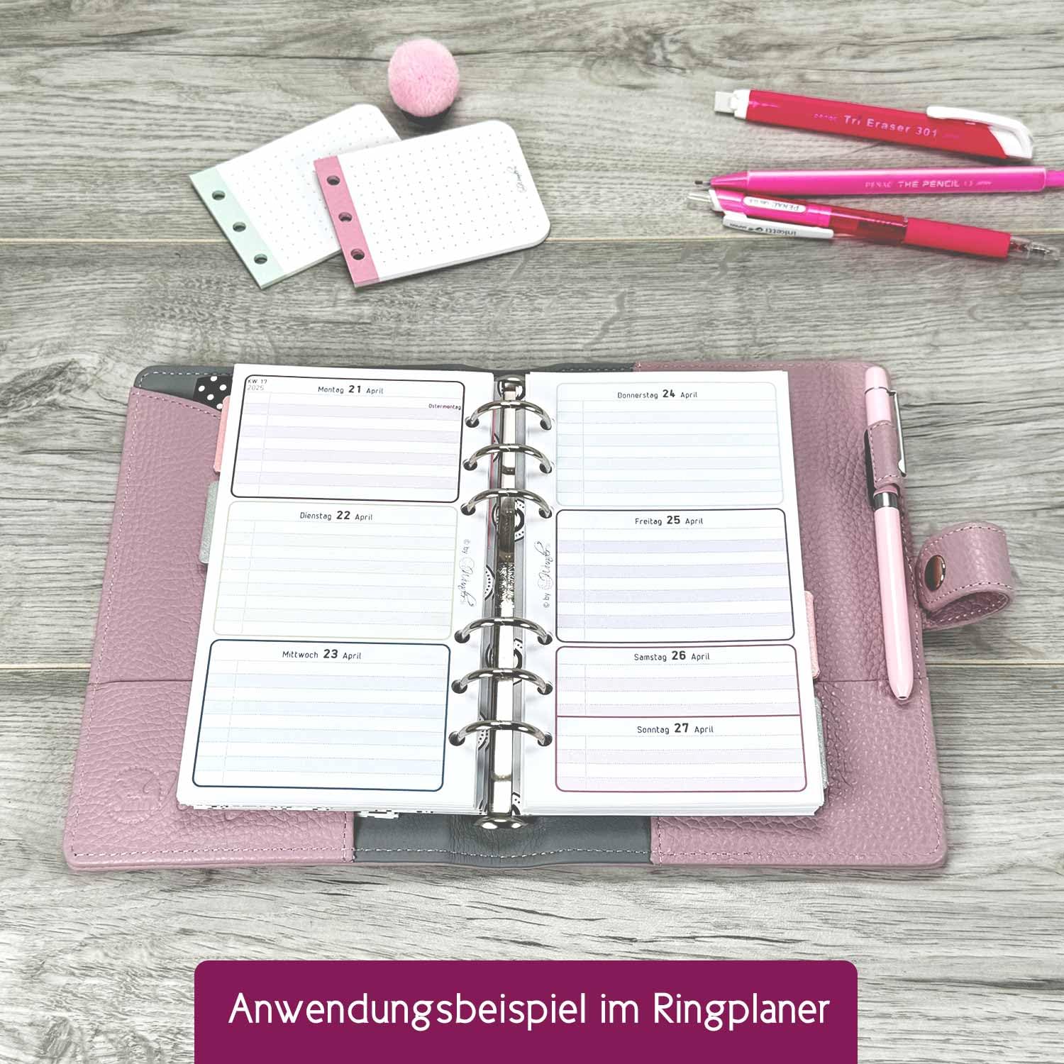 SinnWunder® 2027 Premium Kalendereinlage - Wochen-Kalender - 1 Woche 2 Seiten - Größe (A6) Personal 9,6 x 17,2 cm - 6-fach Filofax-Lochung - LuckySinn